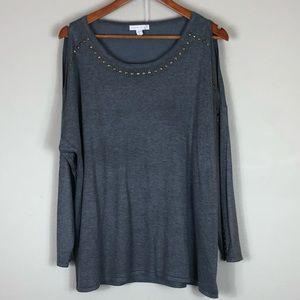 Gray Cold Shoulder Sweater
